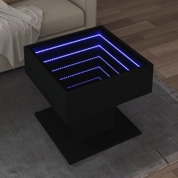 vidaXL LED-Couchtisch Schwarz 50x50x45 cm Holzwerkstoff 847526