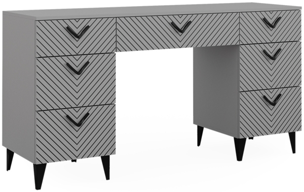 Schreibtisch Anett Grau 150 x 45 cm mit 7 Schubladen Vicco