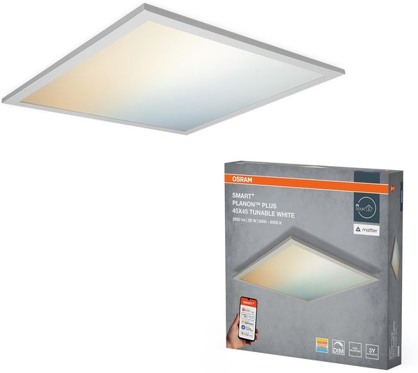 Osram SMART+ Matter Planon Plus LED Panel Tunable White, 450x450 mm, 28W, 2000lm, 3000-6500K, Matter WLAN