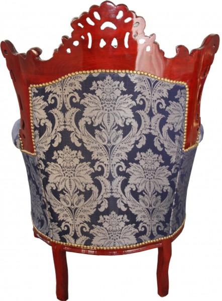 Casa Padrino Barock Sessel Al Capone Mod2 Royalblau Muster / Braun Rot Möbel Antik Stil - Limited Edition Bild 2
