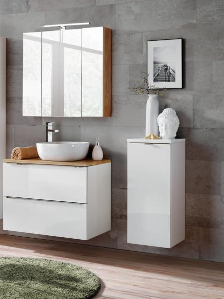 Badmöbel Set 5-tlg Badezimmerset PERUGIA Weiss inkl. Waschbecken 80cm