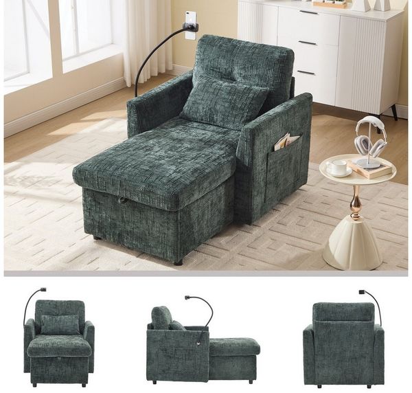 BlingBin Sofa Einzelsofa Freizeitstuhl Freizeit-Sofa, Einsitzer mit Stauraum, 125 x 84,5 x 87 cm 1 Teile, Einzelner Freizeitstuhl für Wohnzimmer Schlafzimmer kleiner Haushalt