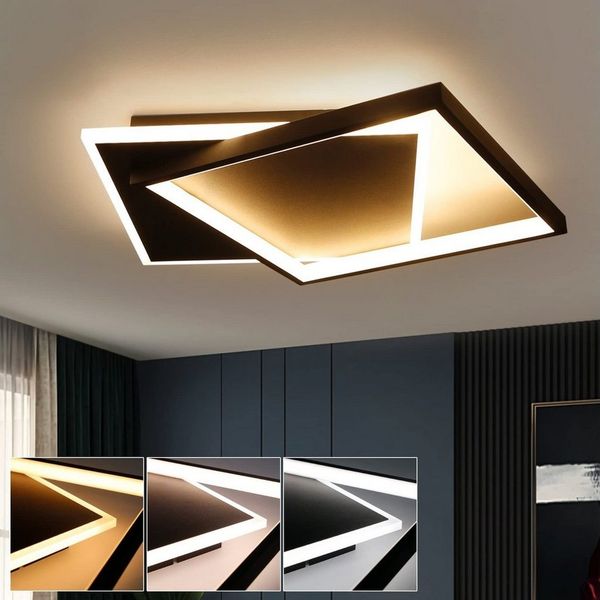 ZMH LED Deckenleuchte Dimmbar Modern für Wohnzimmer Esszimmer Büro Küche Flur, LED fest integriert, Tageslichtweiß, LED fest integriert