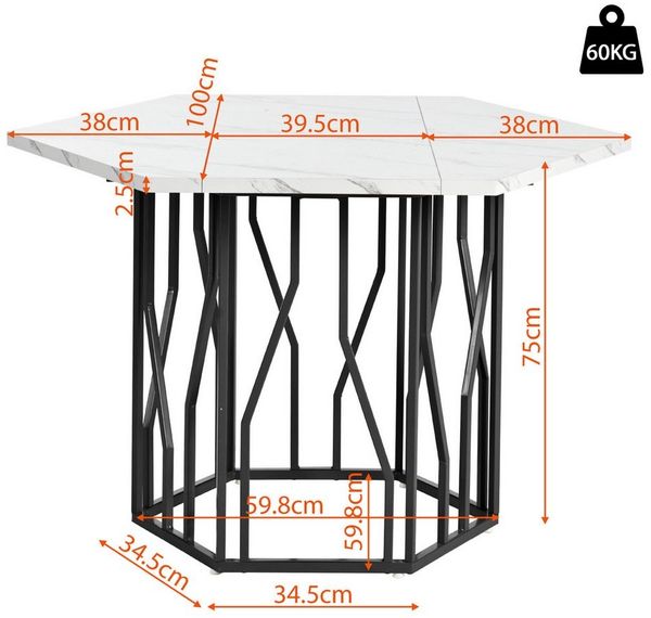 IDEASY Essgruppe 5-teiliges Set, Esstisch- und Stuhlset für 4 Personen, (1Esstisch + 4 Esszimmerstühle, Küchentischset, Esstischset für Küche, Esszimmer und Wohnzimmer), moderner sechseckiger Marmor-Esstisch + 4 Esszimmerstühle aus Samt