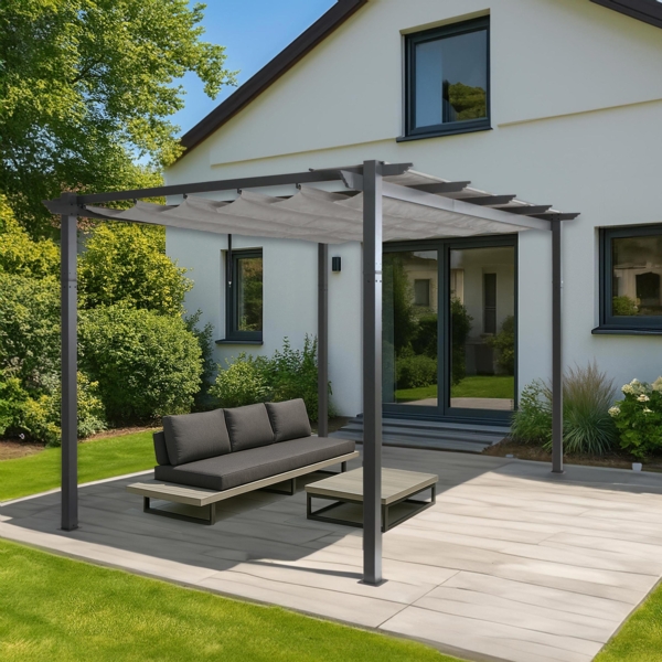 Mendler 'HWC-N93' Pergola, Aluminium grau, 3 x 4 m