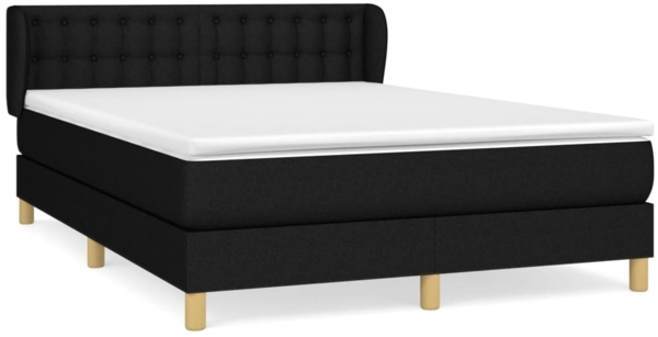 Doppelbett, Polsterbett mit Matratze Stoff Schwarz 140x200 cm