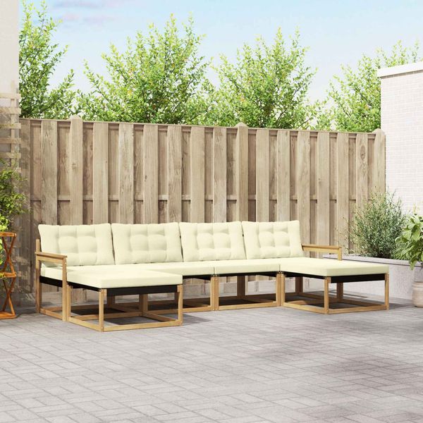 vidaXL Outdoor-Sofagarnitur mit Kissen 6 pcs Weiß und Creme 3388940
