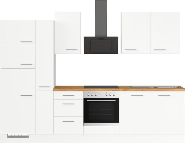 IMPULS KÜCHEN Küchenzeile "Valencia", Ausrichtung wählbar, Schubkästen mit Soft-Close, vormontiert, wahlweise mit E-Geräten, Breite 310 cm