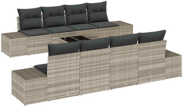 vidaXL Sofa Set mit Kissen 7 pcs Hellgrau Poly Rattan 3346992