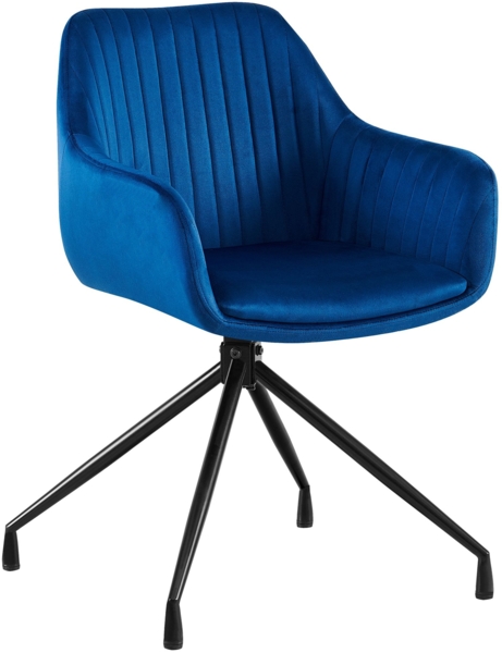 CLP Esszimmerstuhl Welby I Samt- oder Kunstlederbezug | 180° drehbar,dunkelblau Samt