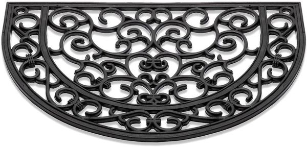 matches21 HOME & HOBBY Fußmatte Hartgummi Fußmatte Ornamente halbrund 40x60 cm schwarz, halbrund, Höhe: 12 mm, Wetterfeste Aussen-Bereich Türmatte als Outdoor Schmutzfangmatte