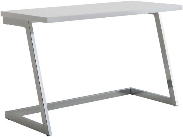 Schreibtisch 120x55x76 cm Hochglanz Weiß / Silber PC-Tisch mit Metallbeine