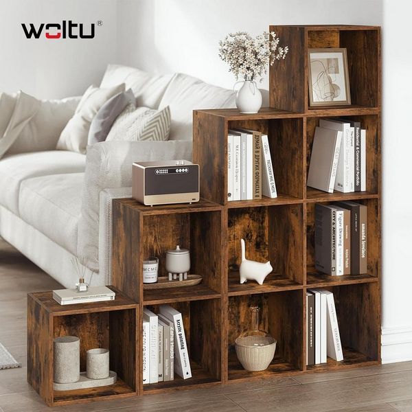 Woltu Bücherregal, 1-tlg, Raumteiler mit 10 Fächern 120x120x30cm