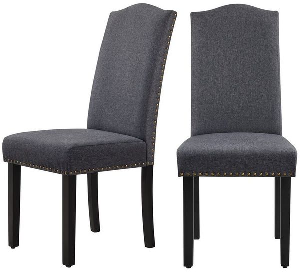 Yaheetech 2er Set Polsterstuhl mit hoher Rückenlehne, 45,5 x 62 x 103 cm, Dunkelgrau