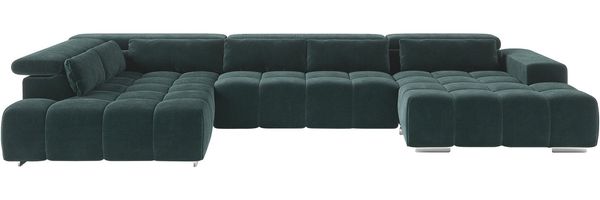 COTTA Wohnlandschaft Orion U-Form, mit Kopfteilverstellung & 6 Nierenkissen