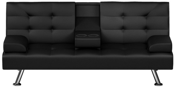 HTI-Living Schlafsofa Klappsofa Schwarz Marwan, Stück 1 Teile, Schlafsofa 2 Sitzer mit Getränkehalter