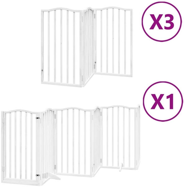 vidaXL 15-tlg. Hundetor mit Tür Faltbar Weiß 750 cm Pappelholz 3155596