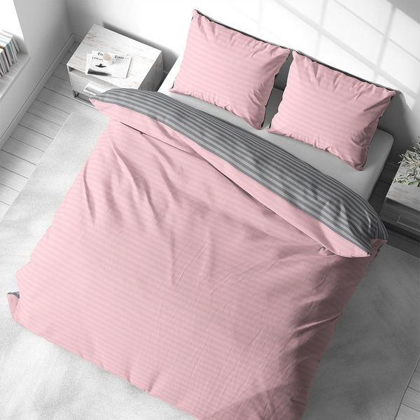 Visaggio Bettwäsche Baumwolle 135x200, 155x200, 155x220, 200x200, 200x220 oder 240x220, Renforcé, 3 teilig, Stripe Wendebettwäsche Streifen, mit Reißverschluss