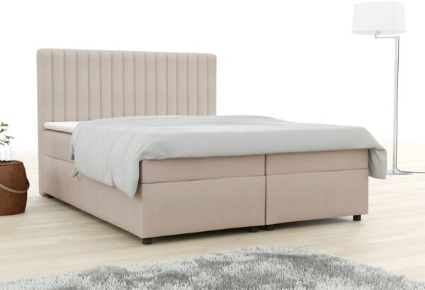 Deine Möbel 24 Boxspringbett KATI Komplettbett Polsterbett Bett Bonellfederkernmatratzen H3 (Taschenfederkernmatratzen 7 Zonen H4 optional Samt Velour, 3-St, Ehebett Matratzen H3 / H4 zur Auswahl Beige Grau Hellgrau Dunkelgrau), inkl Topper Bettkästen,...