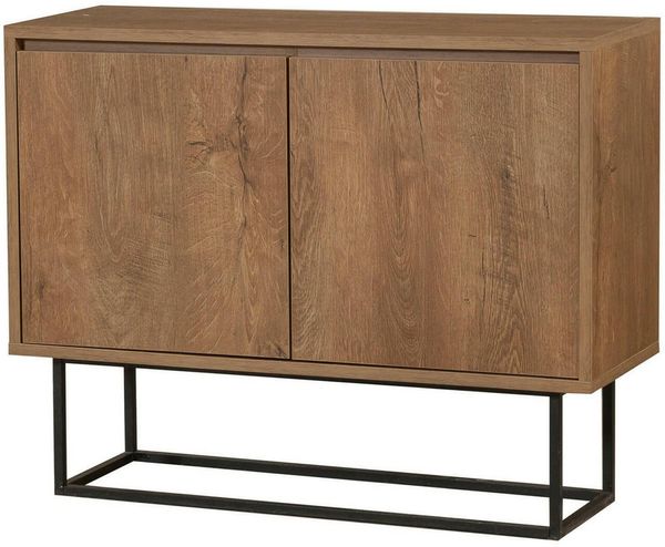 Dmora Konsolentisch Indiano, Tisch, Eingangskonsole, Regal, 90x36 h72 cm, Walnuss und Schwarz