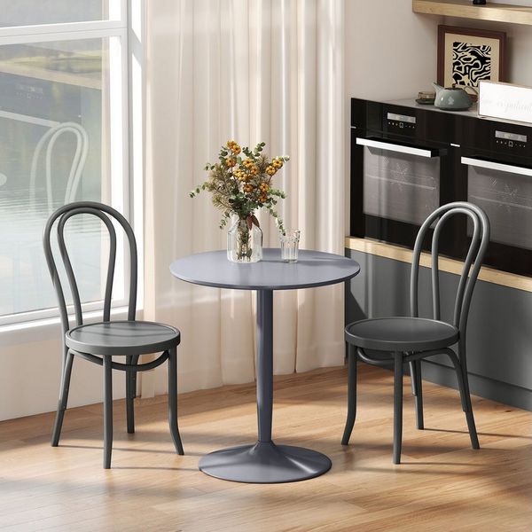 HOMCOM Esstisch 70x70 cm rund Küchentisch für 2 Personen Esszimmertisch mit Stahlbein, Rutschfester Fußauflage Säulentisch moderner Kaffeetisch für Küche, Esszimmer und Wohnzimmer Grau
