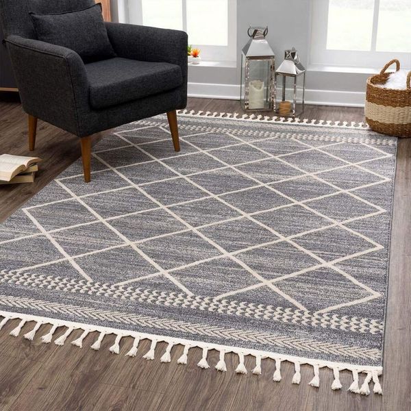 Carpet City Teppich Art 2645, rechteckig, Höhe: 7 mm, Läufer, Kurzflor, mit Kettfäden, Rauten-Optik