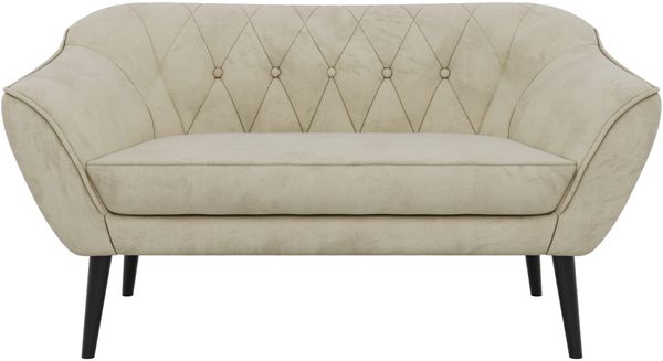 Polstersofa PIRS 2 Skandinavisches Sofa 2-Sitzer, Sofa mit Wellenfederung, Breite 140 cm, schwarze Füße Hoher Sitzkomfort - Beige Velvet Bild 7
