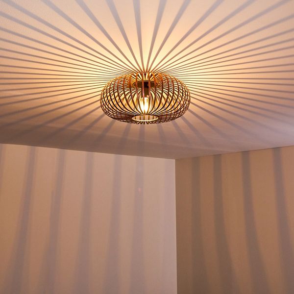 »Aidone« Deckenlampe aus Metall in Kupfer, 1-flammig, 1 x E27-Fassung max. 60 Watt, moderner Spot im Retro/Vintage Design m. Gitter u. Lichteffekt an der Decke, LED geeignet
