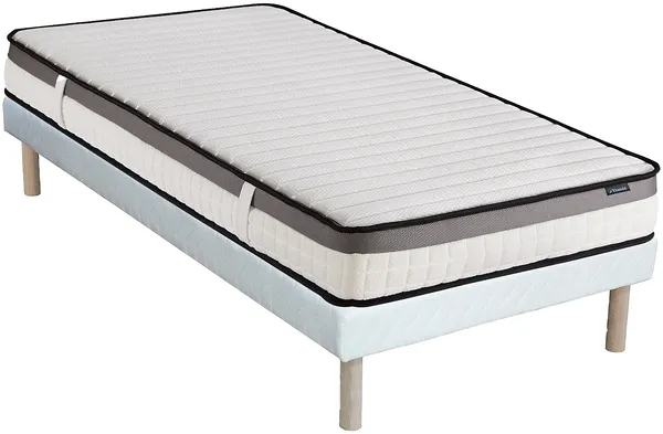 Vente-unique - ORTHOMEMORY Mattress and bed base set Stoff Weiß - B 90 cm x H 31 cm19 cm x L 200 cm