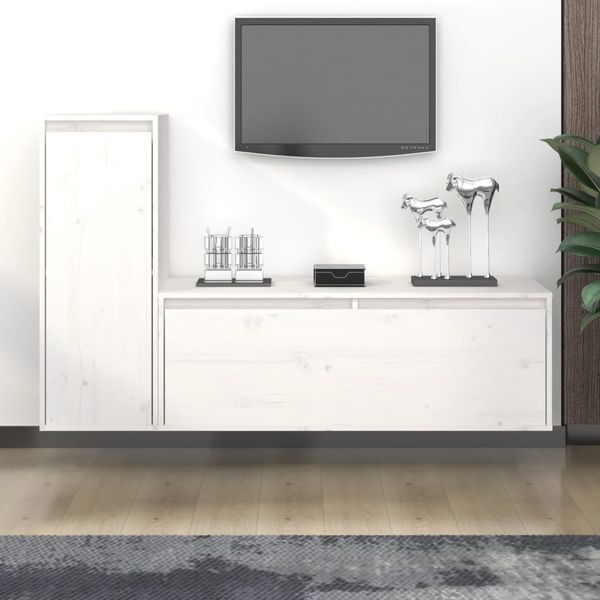 TV-Schränke 2 Stk. Weiß Massivholz Kiefer [3100115]