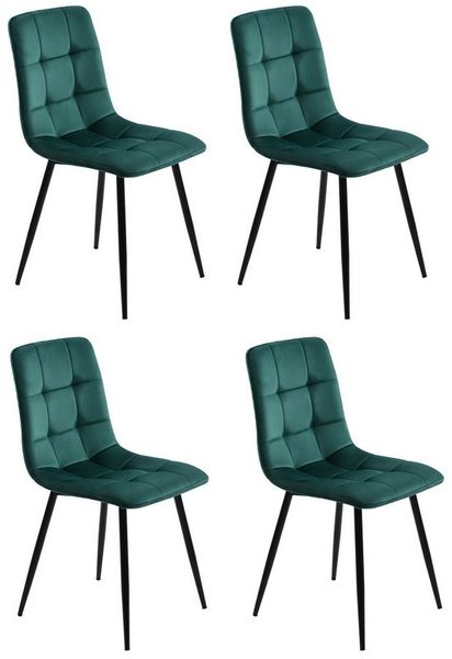 Furnishings Home Esszimmerstuhl Polsterstuhl 4er Set, gepolstert & gesteppt (Sitzgruppe, 4 St), Gestell aus Metall, Küchenstuhl