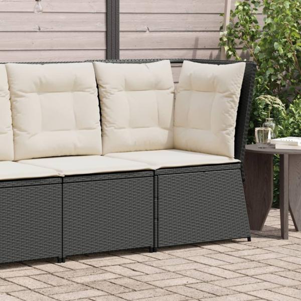 vidaXL Garten-Ecksofa mit Kissen Schwarz Poly Rattan 368982