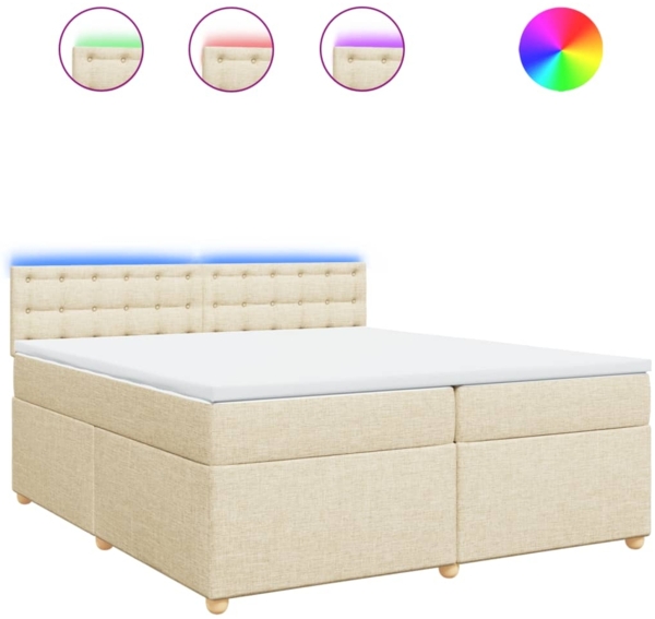 vidaXL Boxspringbett mit Matratze Creme 200x200 cm Stoff 3289106
