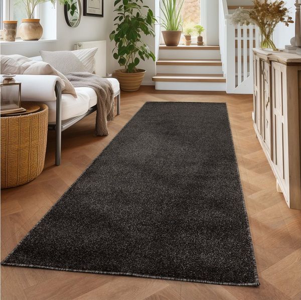 Carpettex Veloursteppich Unicolor - Einfarbig, Läufer, Höhe: 11 mm, Einfarbig Kurzflor Teppich Wohnzimmer verschiedene farben und größen