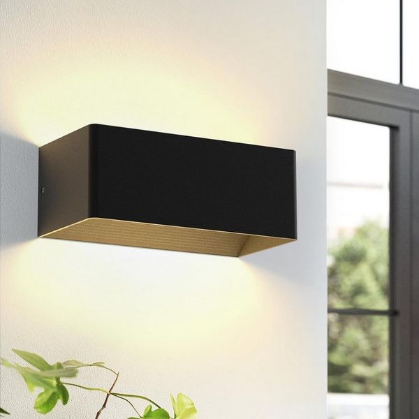 ZMH LED Wandleuchte Außenwandleuchte Schwarz Up Down 7W Wandstrahler Wand Treppenhaus, Energieeffizient, LED fest integriert, 3000k, Außenleuchte Flur