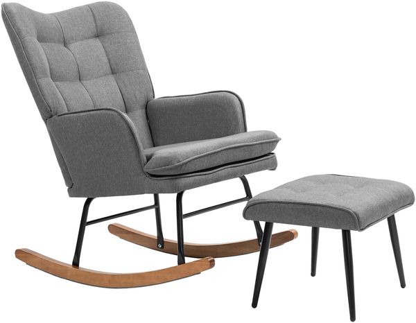 Sessel 64x89x90 cm mit Hocker 45x37x31 cm, gepolstert, dunkelgrau Bild 2