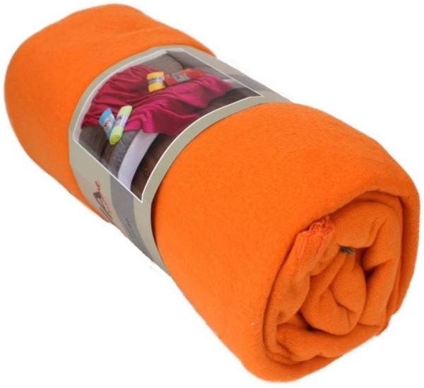 Fleecedecke Polarfleece versch. Unifarben 130x170cm Wohndecke Schlafdecke Decke orange