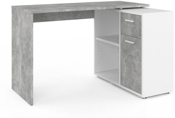 FMD Eckschreibtisch AUGSBURG, Schreibtisch/Sideboard m. Stauraum, beidseitig montierb, 117/148 cm