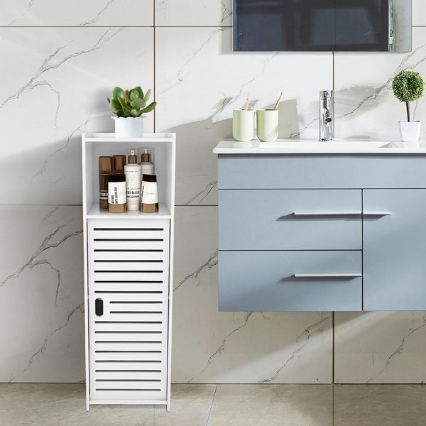 JEOBEST Badkommode Badzimmerschrank Schmal, Toilettenschrank, Badschrank, Badregal, Platzsparendes Badmöbel, Weiß 78x23x22cm