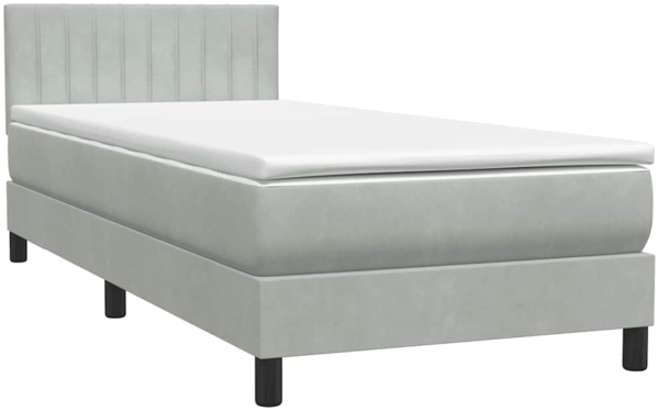 vidaXL Boxspringbett mit Matratze Hellgrau 80x210 cm Samt 3316377