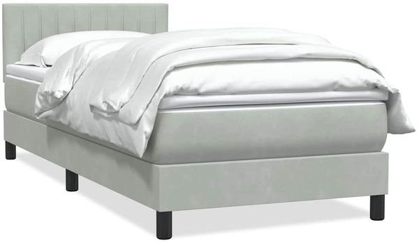 vidaXL Boxspringbett mit Matratze Hellgrau 80x210 cm Samt 3316377