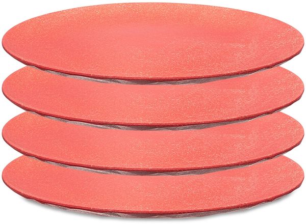 Koziol Flacher Teller 4er-Set Club Plate, Speiseteller, Kunststoff-Holz-Mix, Nature Coral, 26 cm, 5005704