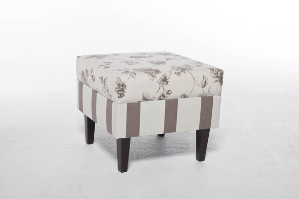 Hocker für Ohrensessel Aversa mit schöner Landhausstoff Kombination