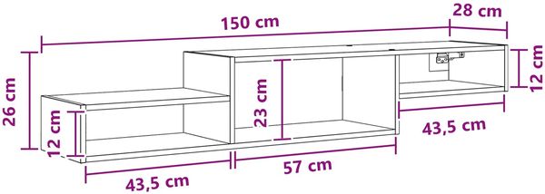 vidaXL Wandmontierter TV-Schrank Wandhalterung Schwarze Eiche 8005990 Bild 10