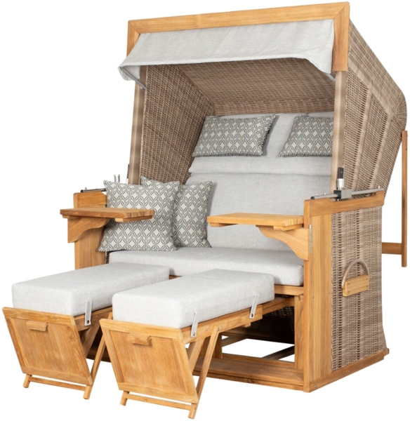 Strandkorb deVries PURE® Friesland Sylt XL - PE white kubu - Dessin 507 - inkl. Schutzhülle