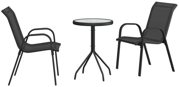 vidaXL Garten Bistro Set 3 pcs Schwarz Stahl 42003978
