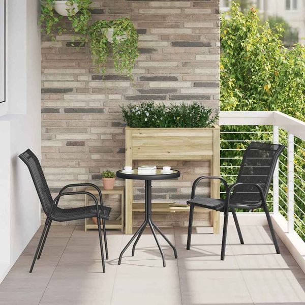 vidaXL Garten Bistro Set 3 pcs Schwarz Stahl 42003978