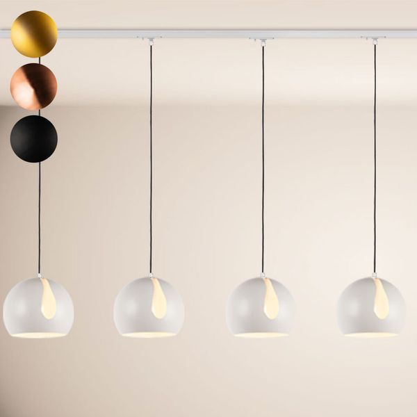 s.luce Ball Hängelampe 1-Phasen-Schiene Ø 30cm Mitteleinspeiser Gold
