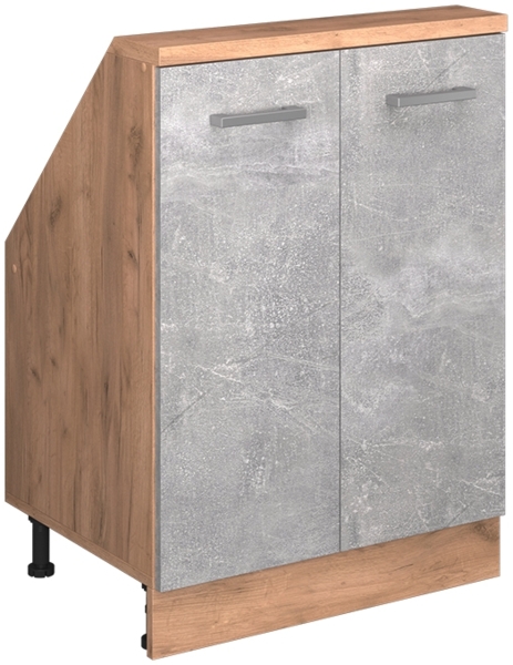 Küchenschrank für Dachschrägen R-Line Beton 60 cm mit 2 Türen Vicco