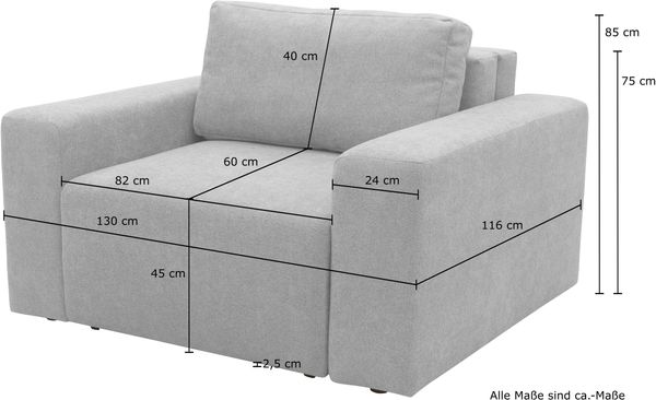 DOMO. collection Sessel 700 029, Polstersessel mit Schlaffunktion und Federkernpolsterung, loses Rückenkissen, Schlafsessel, Armsessel 130 x 116 x 85 cm (BxTxH), beige Bild 10